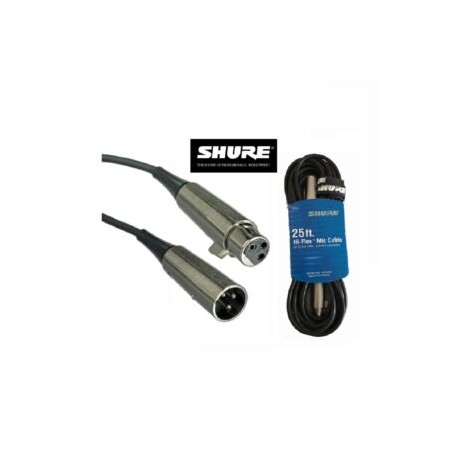 Cable XLR Shure C25J de 7.6m para microfono o audio Balanceado